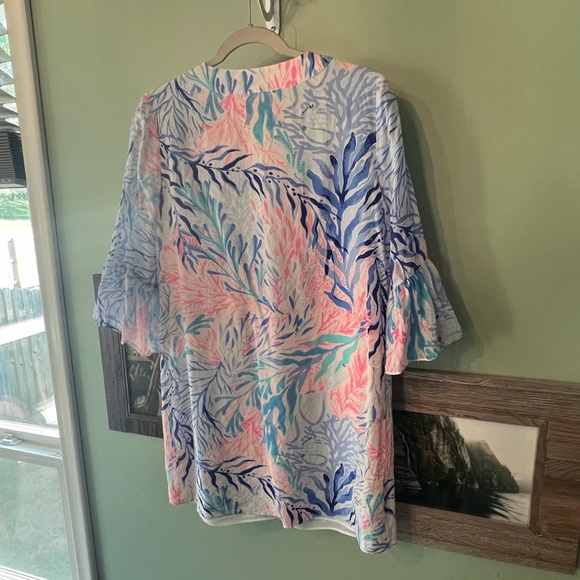 HP 9/22 🎉🎊 Lightly worn Lilly Pulitzer pink & blue corral print silk dress - Picture 9 of 10